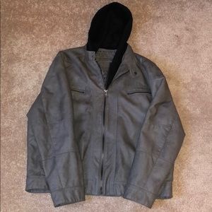 Calvin Klein Men’s Hooded Faux Leather Jacket